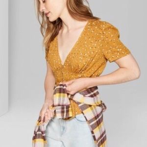 Wild Fable Yellow Floral Crop Top